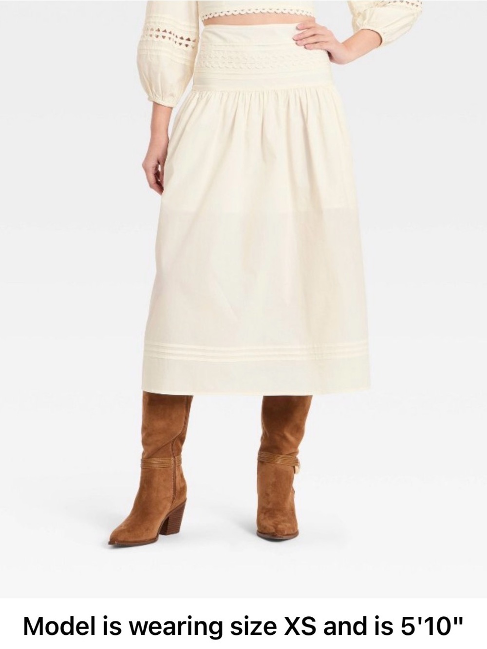 A New Day-Women’s Eyelet Midi Skirt with Smocked Waist